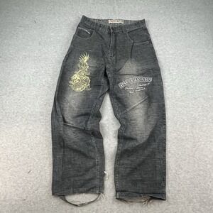 Vintage Paco Jeans Baggy Wide Leg Denin Mens 33x31 Denim Pants Skater Dragon Y2K